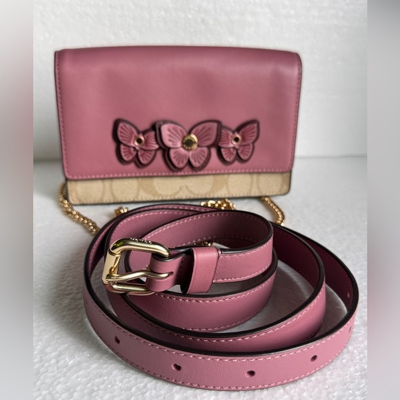 Coach Flap Belt Bag In Signature Canvas With Butterfly Applique - Picture 5 of 14